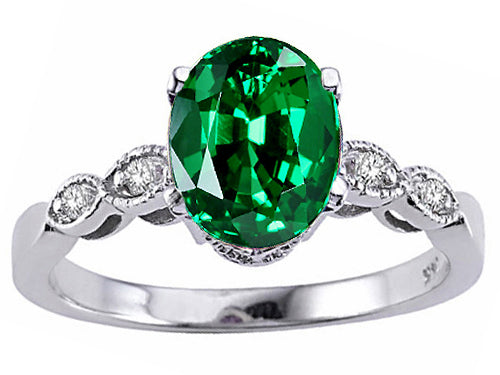 Tommaso Design™ Oval 8x6mm Simulated Emerald And Ring