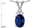 Star K™ Classic Oval 8x6mm Created Sapphire Rabbit Ear Pendant Necklace