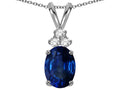 Star K™ Classic Oval 8x6mm Created Sapphire Rabbit Ear Pendant Necklace