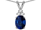 Star K™ Classic Oval 8x6mm Created Sapphire Rabbit Ear Pendant Necklace