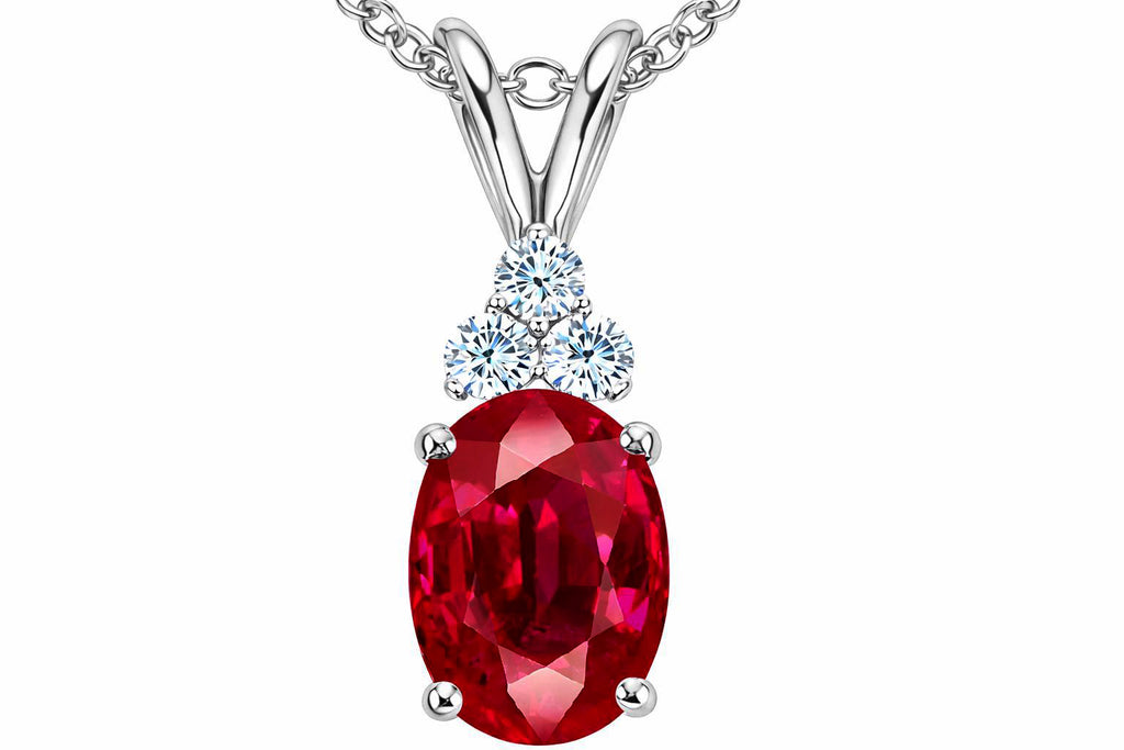Tommaso Design™ Oval 8 x 6mm Created Ruby Pendant Necklace