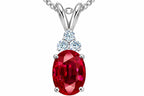 Tommaso Design™ Oval 8 x 6mm Created Ruby Pendant Necklace