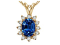 Tommaso Design™ Oval 8x6 mm Created Blue Sapphire Pendant Necklace