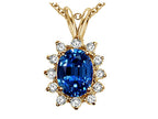 Tommaso Design™ Oval 8x6 mm Created Blue Sapphire Pendant Necklace