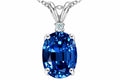 Tommaso Design™ Oval 8x6mm Created Blue Sapphire Pendant Necklace
