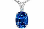Tommaso Design™ Oval 8x6mm Created Blue Sapphire Pendant Necklace