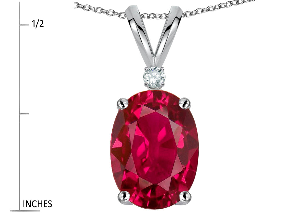 Star K™ Classic Single Oval 8x6mm Created Ruby Rabbit Ear Pendant Necklace