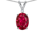 Star K™ Classic Single Oval 8x6mm Created Ruby Rabbit Ear Pendant Necklace