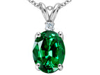 Tommaso Design™ Oval Simulated Emerald Pendant Necklace