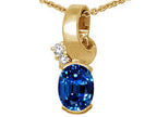 Tommaso Design™ Oval 8x6 mm Created Blue Sapphire Pendant Necklace