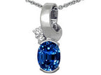 Tommaso Design™ Oval 8x6 mm Created Blue Sapphire Pendant Necklace