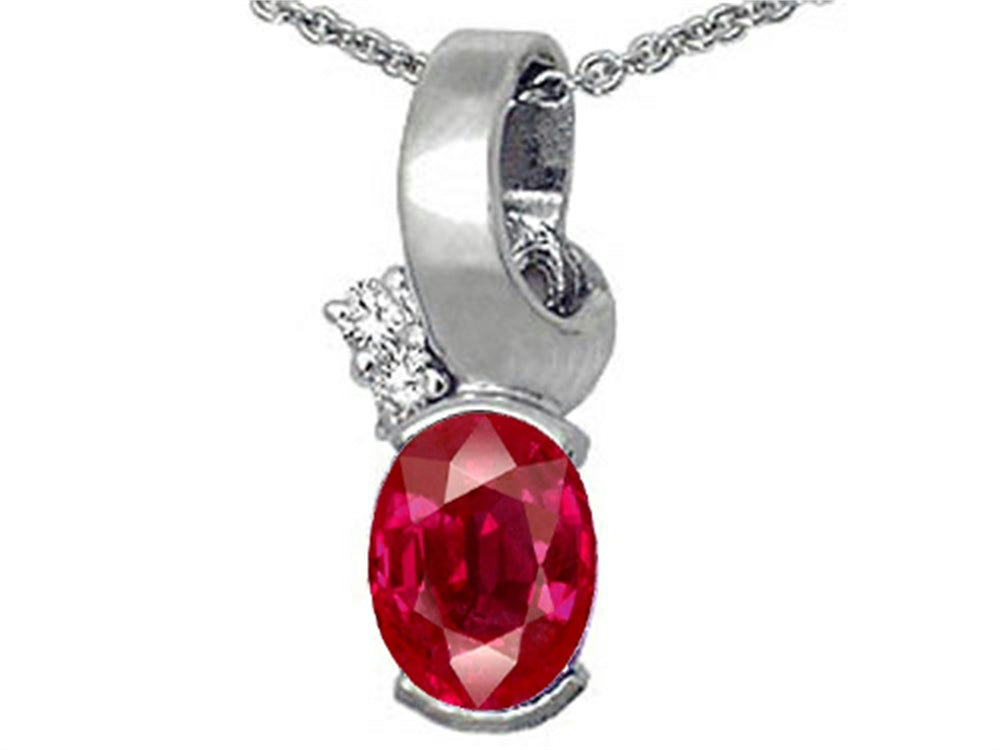 Tommaso Design™ Oval 8x6mm Created Ruby Pendant Necklace