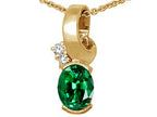 Tommaso Design™ Oval 8x6 mm Simulated Emerald And Pendant Necklace