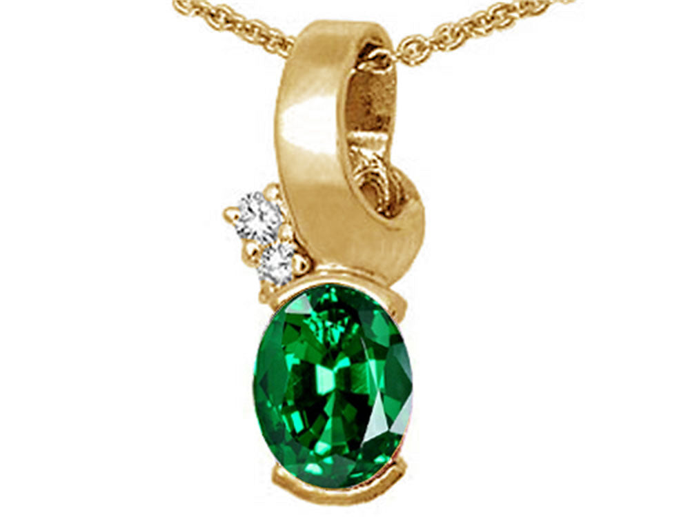 Tommaso Design™ Oval 8x6 mm Simulated Emerald And Pendant Necklace
