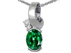 Tommaso Design™ Oval 8x6 mm Simulated Emerald And Pendant Necklace