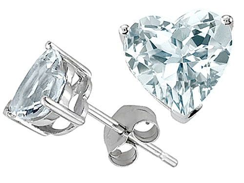 Tommaso Design™ Heart Shape 6mm Genuine Aquamarine Earrings Studs