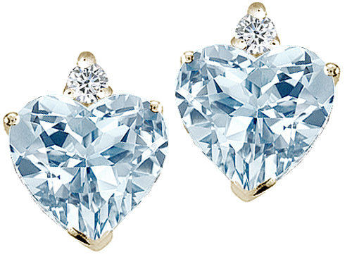 Tommaso Design™ Heart Shape 6mm Genuine Aquamarine Earrings Studs