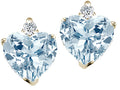 Star K Heart Shape 6mm Genuine Aquamarine Earrings Studs