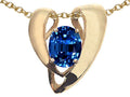 Tommaso Design™ Oval 9x7mm Created Blue Sapphire Heart Shaped Pendant Necklace Enhancer