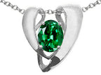 Tommaso Design™ Oval 9x7mm Simulated Emerald Heart Shaped Pendant Necklace Enhancer