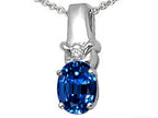 Tommaso Design™ Oval 8x6 mm Created Blue Sapphire Pendant Necklace