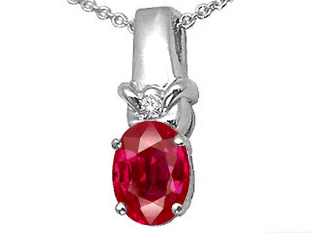 Tommaso Design™ Oval 8x6mm Created Ruby Pendant Necklace