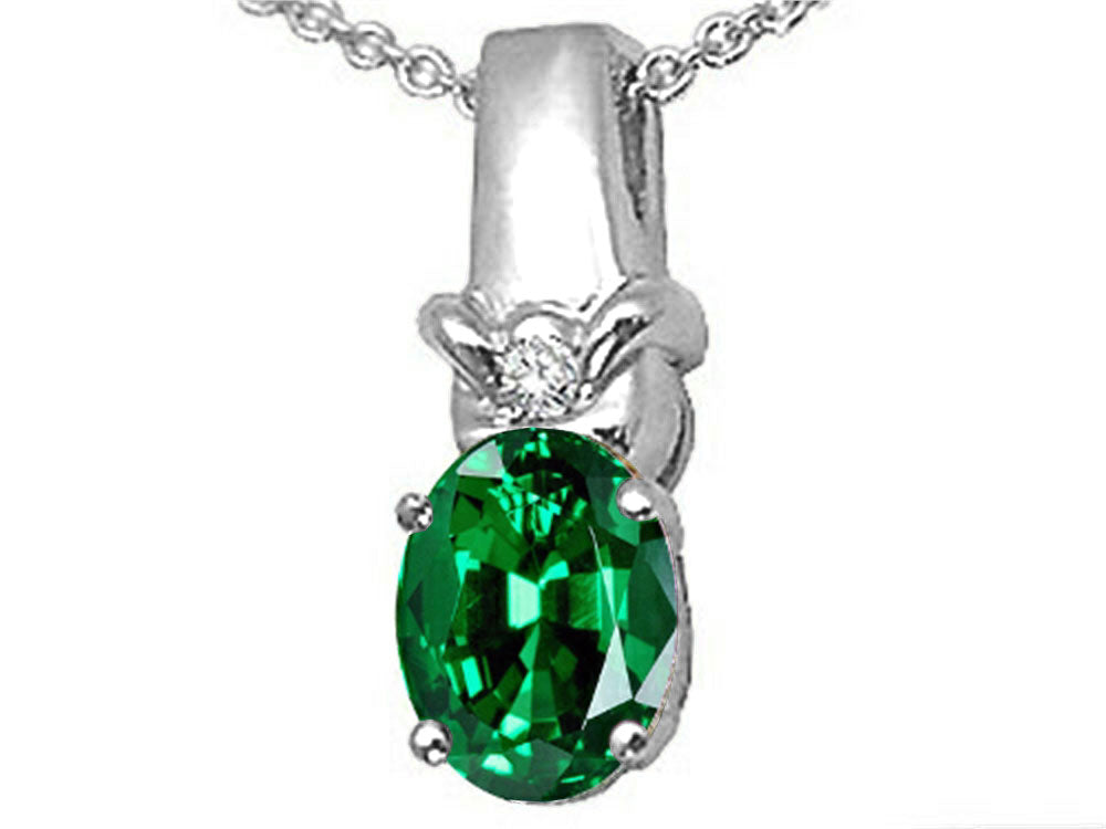 Tommaso Design™ Oval 8x6 mm Simulated Emerald And Pendant Necklace