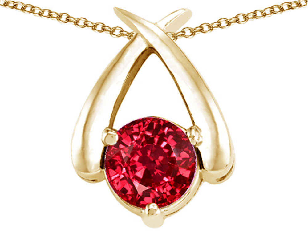 Tommaso Design™ Round 7mm Created Ruby Pendant Necklace