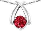 Tommaso Design™ Round 7mm Created Ruby Pendant Necklace