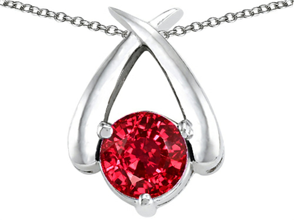 Tommaso Design™ Round 7mm Created Ruby Pendant Necklace