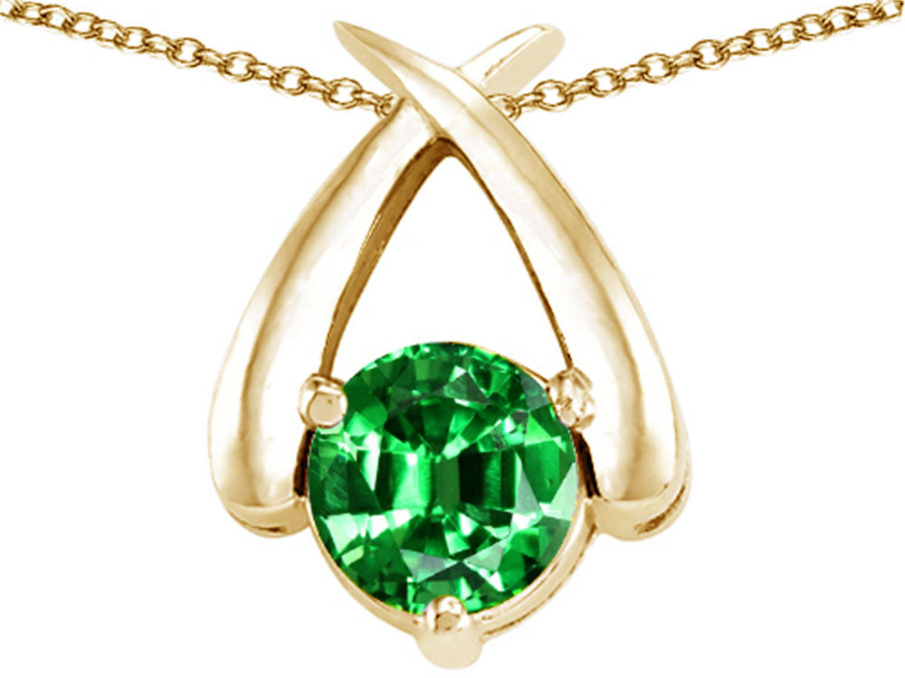 Tommaso Design™ Round 7mm Simulated Emerald Pendant Necklace