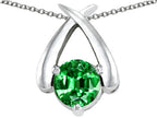 Tommaso Design™ Round 7mm Simulated Emerald Pendant Necklace