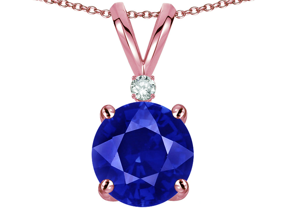 Star K™ Classic Round 7mm One Stone Created Sapphire Pendant Necklace