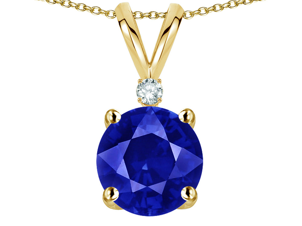 Star K™ Classic Round 7mm One Stone Created Sapphire Pendant Necklace