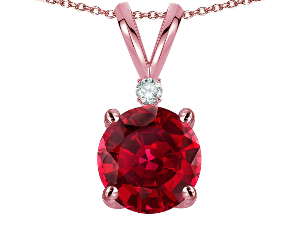 Star K™ Classic Round 7mm One Stone Created Ruby Pendant Necklace