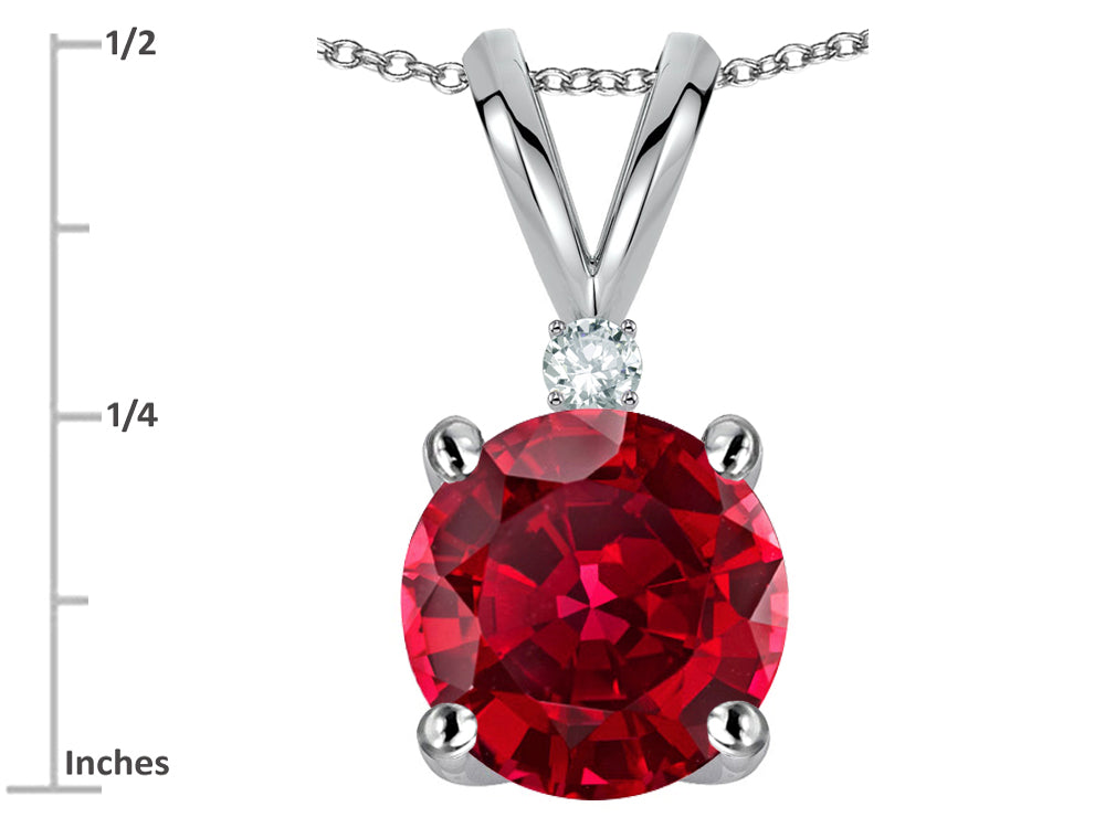 Star K™ Classic Round 7mm One Stone Created Ruby Pendant Necklace
