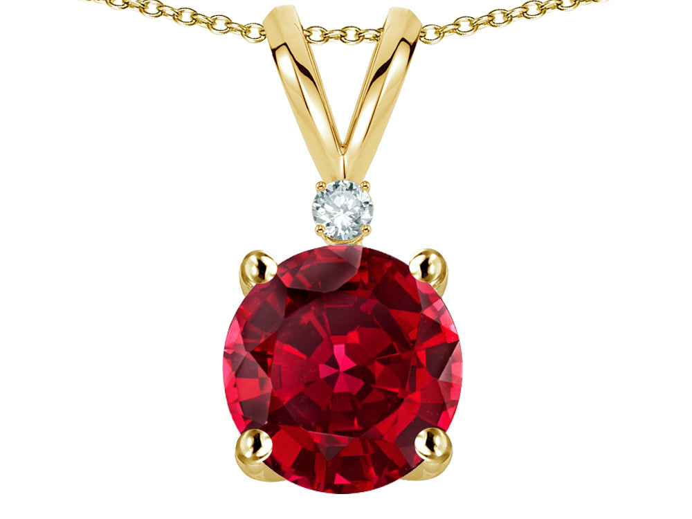 Star K™ Classic Round 7mm One Stone Created Ruby Pendant Necklace