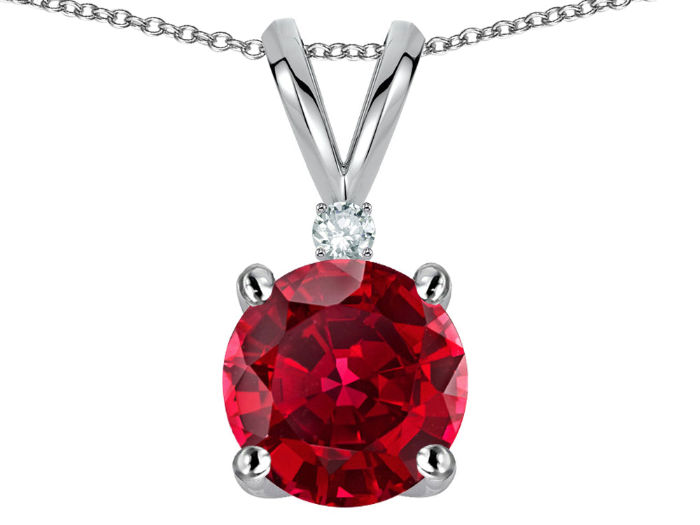 Star K™ Classic Round 7mm One Stone Created Ruby Pendant Necklace