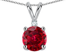 Star K™ Classic Round 7mm One Stone Created Ruby Pendant Necklace