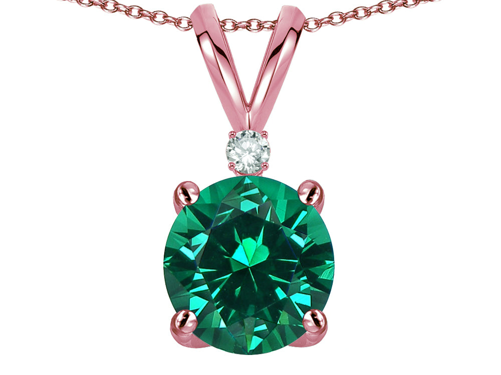 Star K™ Classic Round 7mm One Stone Simulated Emerald Pendant Necklace