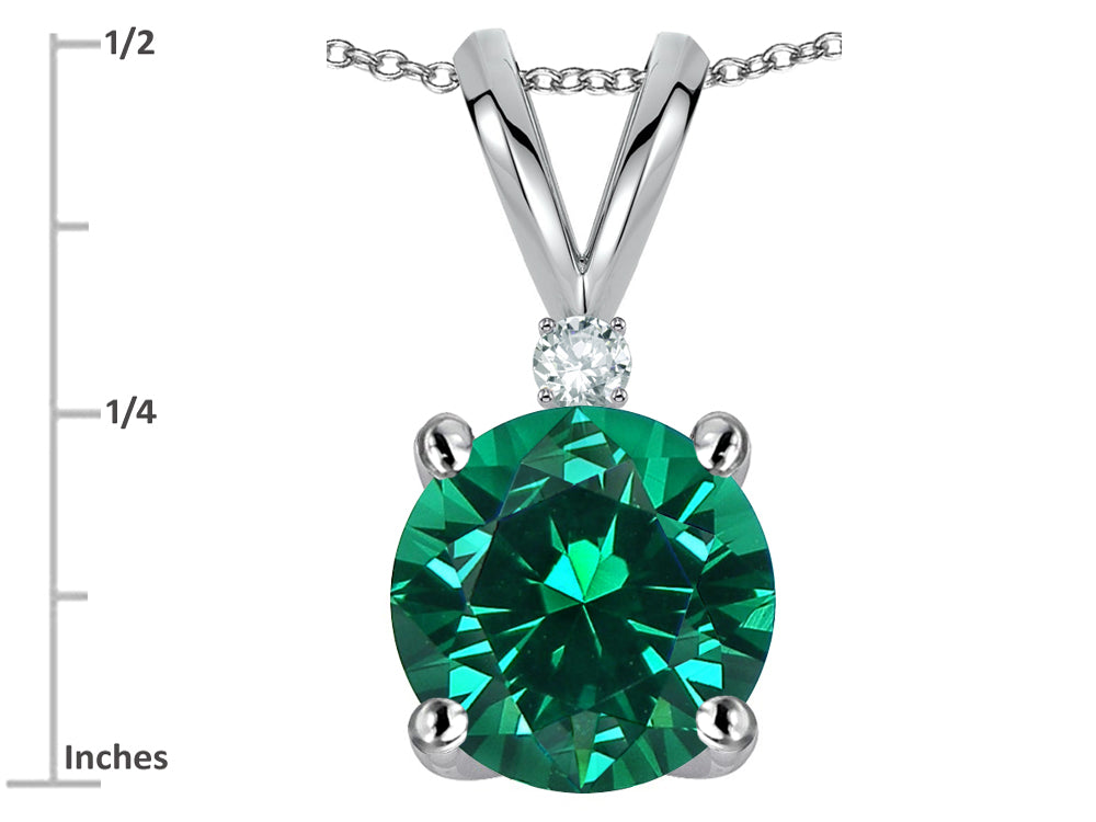 Star K™ Classic Round 7mm One Stone Simulated Emerald Pendant Necklace