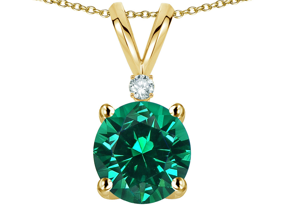 Star K™ Classic Round 7mm One Stone Simulated Emerald Pendant Necklace