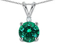 Star K™ Classic Round 7mm One Stone Simulated Emerald Pendant Necklace