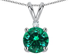 Star K™ Classic Round 7mm One Stone Simulated Emerald Pendant Necklace