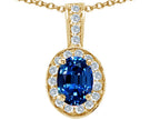 Tommaso Design™ Oval 8x6 mm Created Blue Sapphire Pendant Necklace
