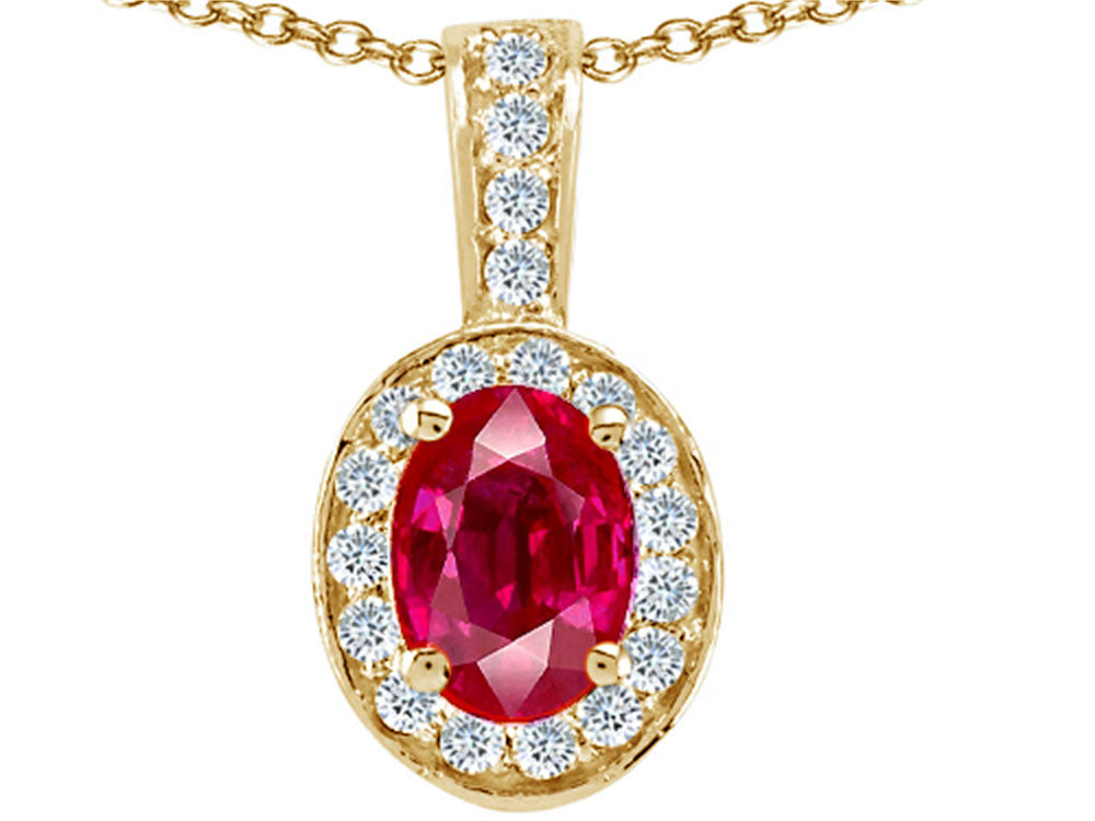 Tommaso Design™ Oval 8x6mm Created Ruby Pendant Necklace