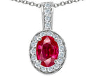 Tommaso Design™ Oval 8x6mm Created Ruby Pendant Necklace