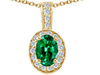 Tommaso Design™ Oval 8x6 mm Simulated Emerald And Pendant Necklace