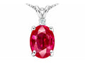 Tommaso Design™ Oval 9x7mm Created Ruby Pendant Necklace