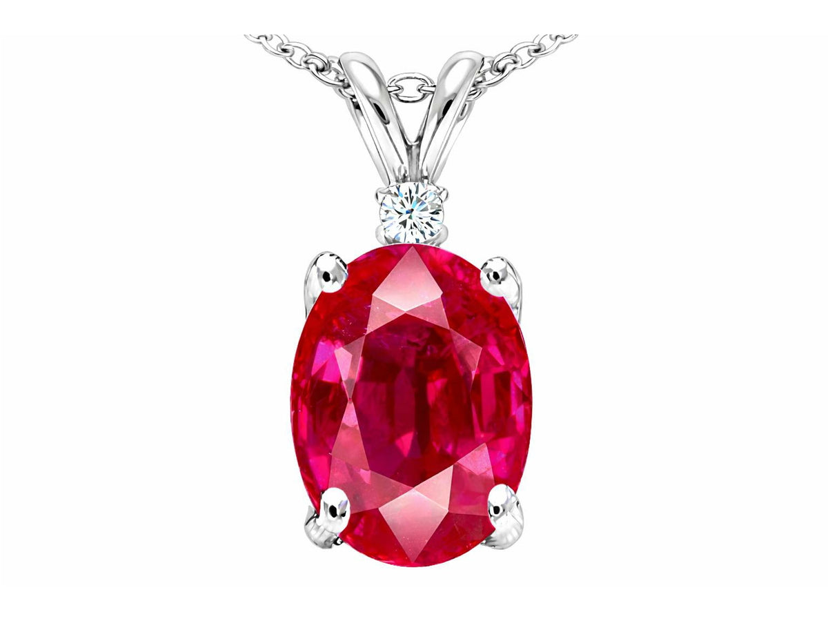 Tommaso Design™ Oval 9x7mm Created Ruby Pendant Necklace